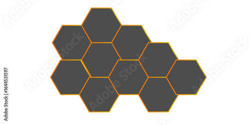 Abstract hexagon background, hexagon abstract background. Surface polygon pattern with Vector dark banner with hexagon shapes with lights on backdrop and white non fungible token sign. 