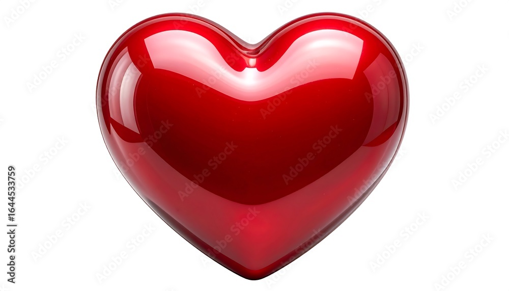 Fototapeta premium Glossy red heart on white background