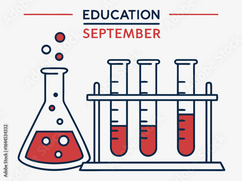 September education with chemistry lab equipment and bubbles