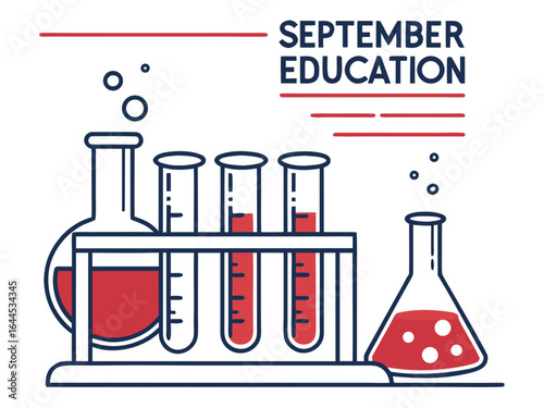 September education chemistry lab with test tubes and flasks