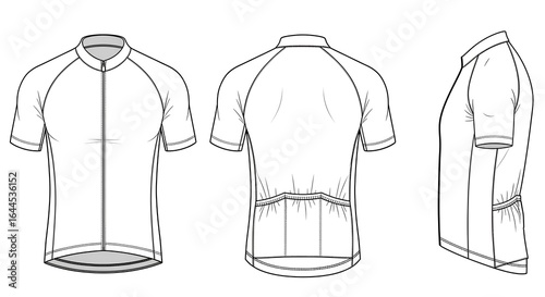Cycling Jersey Technical Flat Sketch Design Template