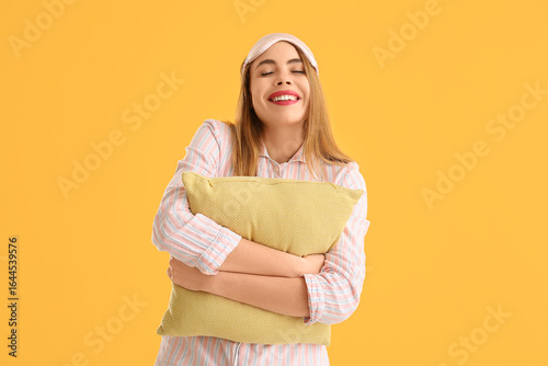 Happy young woman in sleep ...