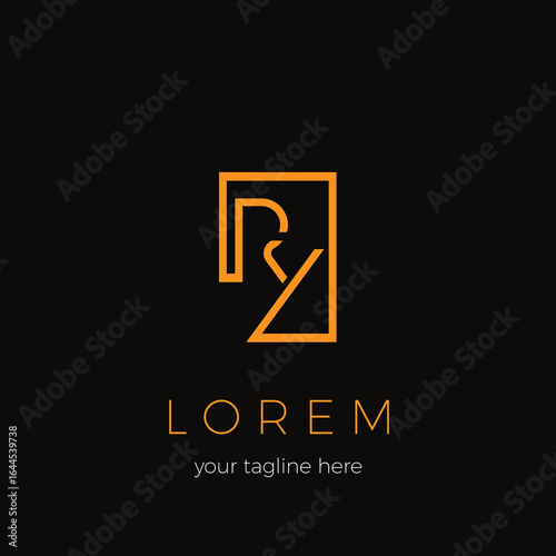 RY Letter Logo Design with cut square frame