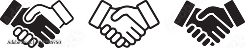 Two handshake icons one solid one outline