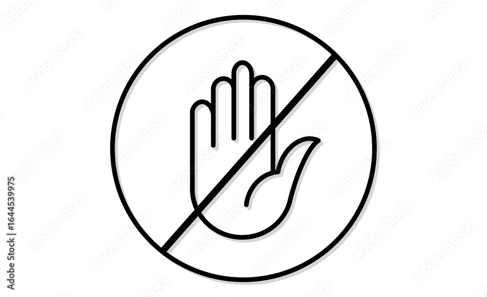 Fototapeta premium 止まれ標識の線画イラスト素材アイコン