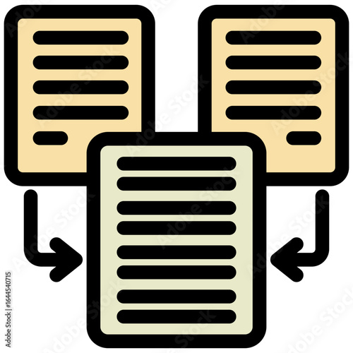 Merge Task Icon Mini Illustration Icon. Use For Modern Concept, Print, Ui, Ux Kit, Web And App Development. Vector Related To Office, Education, Examination And More