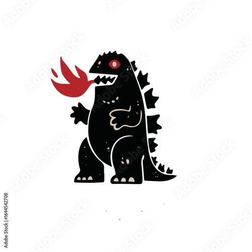 Monster Fire Breathing Attack Japanese Kaiju Retro Vintage Style 