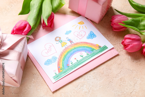 Envelope with kid drawing, ...