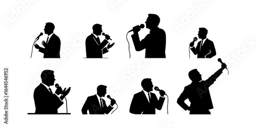 vector illustration of a man giving a speech silhouette