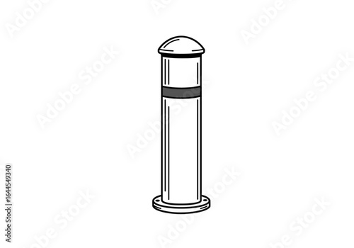 Simple Black and White Metal Bollard Illustration.