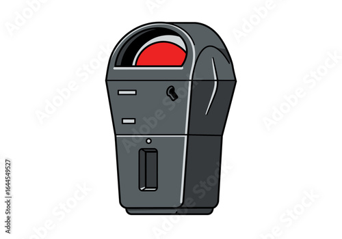 Gray Parking Meter with Red Indicator Illustration.