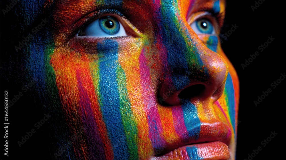 Naklejka premium Close-up colorful face art