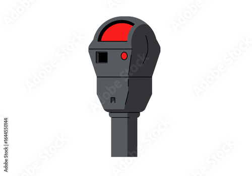 Gray Parking Meter with Red Indicator Light Illustration.