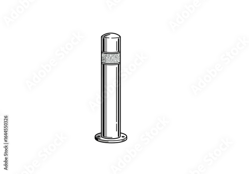 Metal Bollard Illustration with Textured Band and Flange Base.