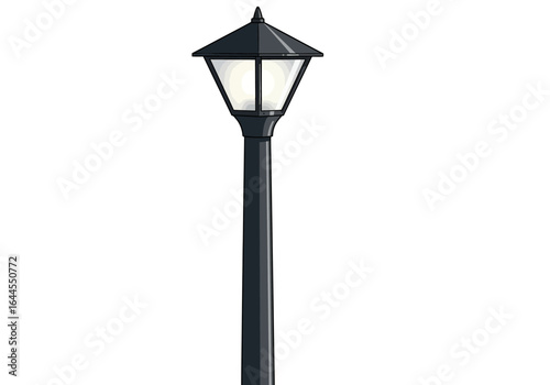 Illustration of a Black Metal Outdoor Lamp Post with Light.