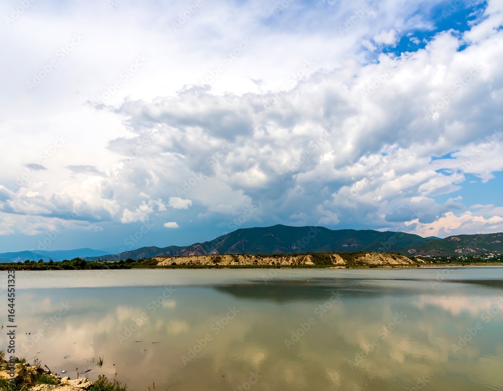 Fototapeta premium Calm lake reflecting a dramatic sky (1)