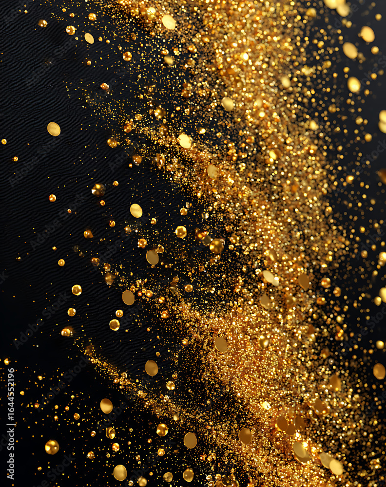 Fototapeta premium Abstract Gold Glitter on Black Background