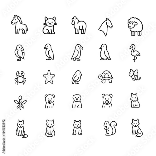 Collection of diverse animal icons for wildlife and nature themes
