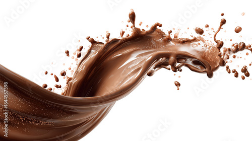 Chocolate spalsh isolated for packaging design. White or transparent background. .