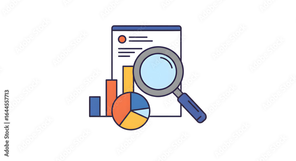 Data Analysis and Research Icon Illustrated Statistics and Charts Data Analysis and Research Icon Illustrated Statistics and Charts