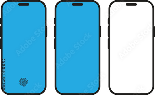 smartphone mockups. Ultra realistic mobile device UI UX mockup for presentation template. 3d isometric phone with different angles views. Cellphone frame with fillable field.