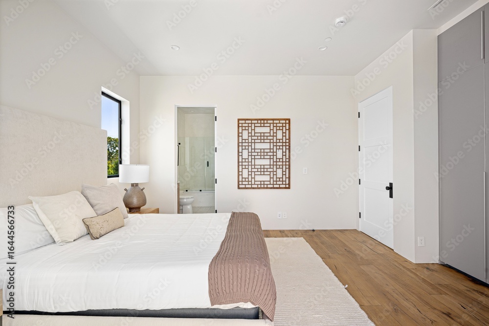 Obraz premium Contemporary luxury home with open layout, designer finishes, and seamless indoor-outdoor living