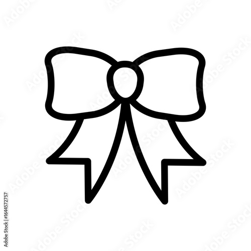 ribbon bow vector icon outline. vector illustration of a simple ribbon bow. the minimalist outline design represents gifts, decoration, celebration, and femininity