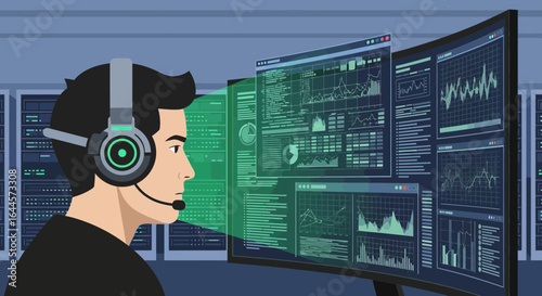 Analyzing Data Charts In Server Room For Modern Business Solutions And IT Management