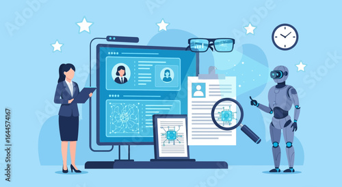 Artificial intelligence in human resources recruitment and candidate selection process illustration