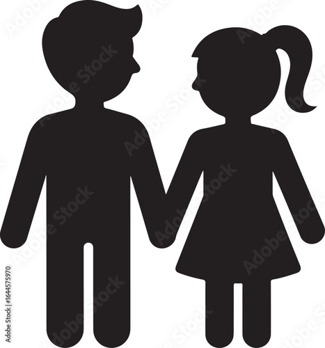 Man girl students classmates pictogram icon
