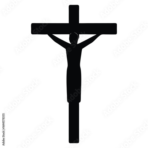 Black silhouette of Jesus on the cross crucifixion