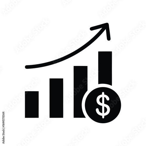 business growth icon silhouette vector art illustration clip art on white background minimalist flat black bold