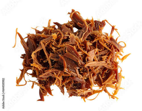  Shredded Duck Confit Meat Pile, Top View, Isolated
