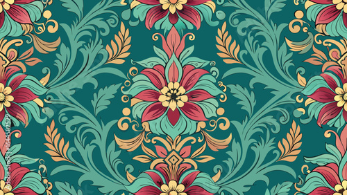 Large-scale damask pattern with bold acanthus leaves and swirls , pattern, photography
