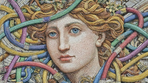 Mosaic portrait of a woman