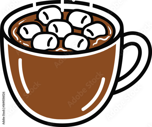 Steaming cup of hot chocolate with marshmallows