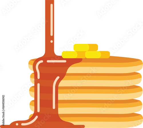 Stack of Pancakes with Syrup and Butter
