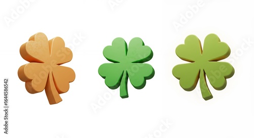 Three dimensional cloverleaf shapes in orange and green