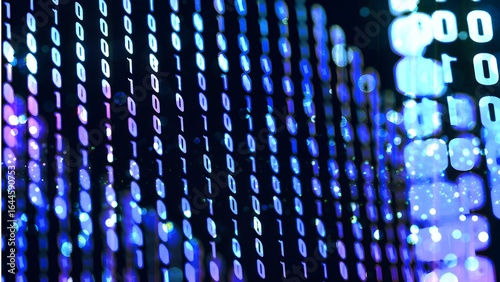 Futuristic Digital Data Stream of Binary Code - Abstract Technology Background