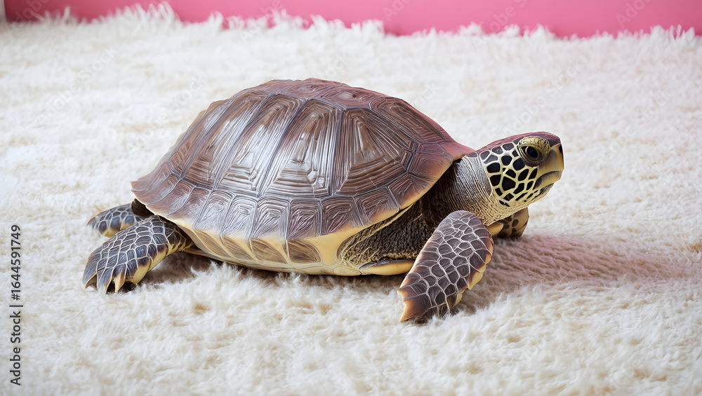 Obraz premium A Young Turtle on a Carpet