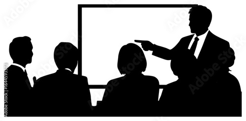 Visionary Direction: Meeting Room Silhouette with Screen Focus