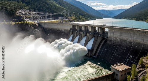 Hydroelectric Dam with Water Flow