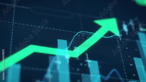 Upward Trend Green Arrow Soaring on Financial Growth Chart