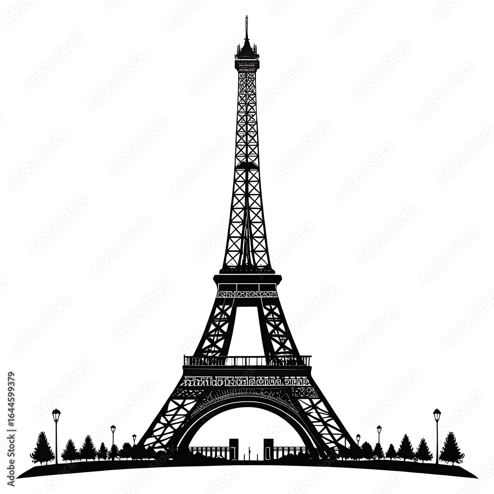 Obraz premium An Iconic Silhouette of a Tall Metal Lattice Tower Symbolizing Parisian Architecture and Urban Landscape Design