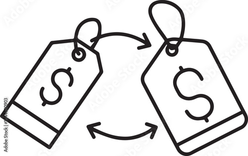 Dynamic price adjustments with connected dollar tags reveal market trends and financial insights for strategic business decisions and retail success