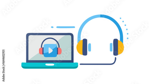 Laptop audio visual podcasting headphones music production sound design online learning digital audio workstation