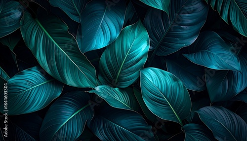 Wallpaper Mural Lush Tropical Foliage: A Captivating Close-Up of Deep Green Leaves with Bold Veins Torontodigital.ca
