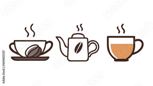 Coffee tea and drinks vector illustration for cafe menu design and beverage related graphic designs usage ideas