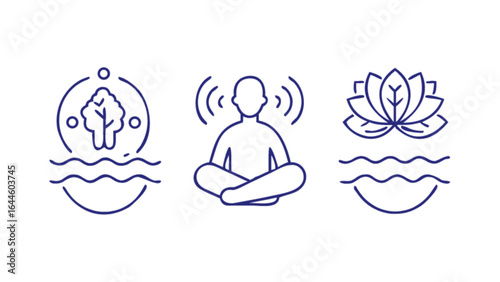 Find your inner peace: meditation mindfulness wellness retreat spiritual growth nature lotus tree water waves