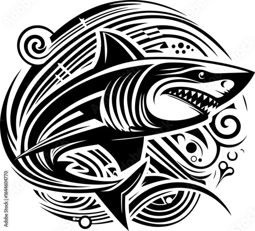 shark fish tattoo design svg vector illustration